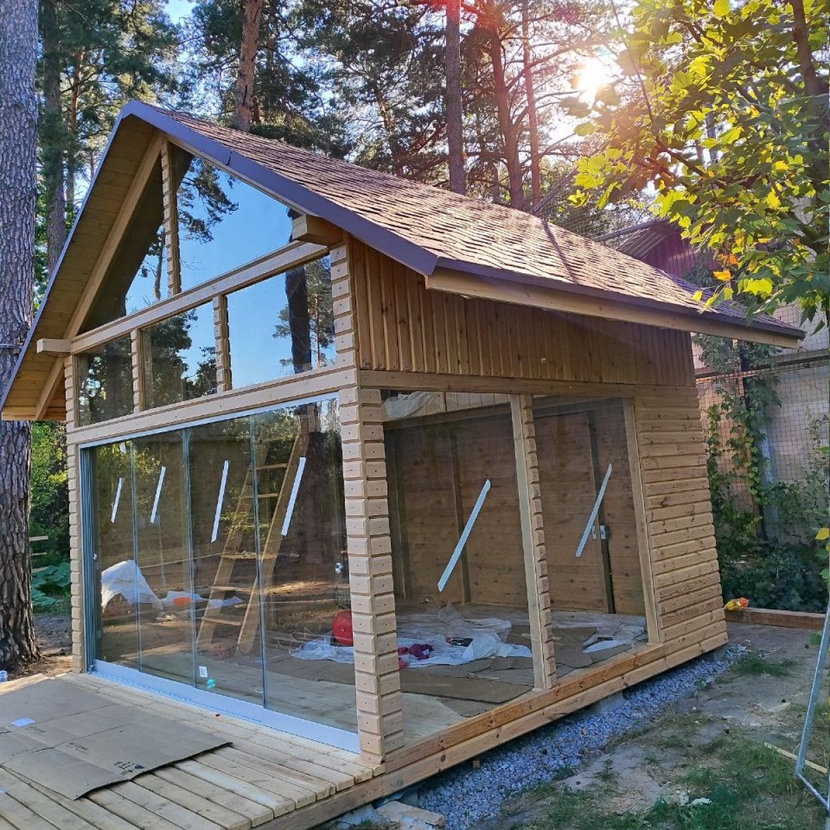 Скління будинку Elda – фрамуги, трикутні вставки, нижній слайдинг