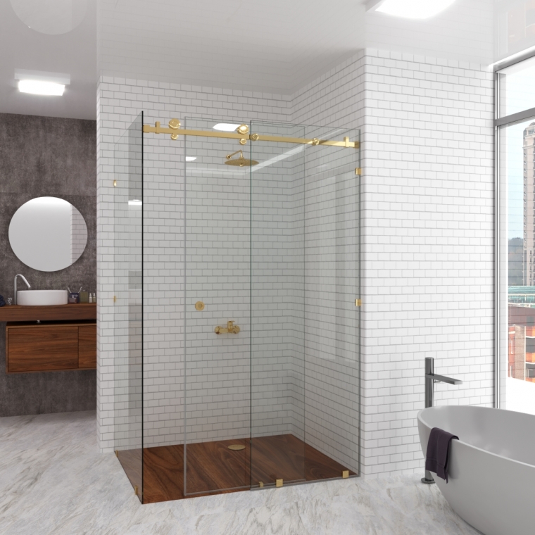 Cтеклянная душевая перегородка раздвижная угловая Verona Gold Cтеклянная душевая перегородка раздвижная угловая Verona Gold