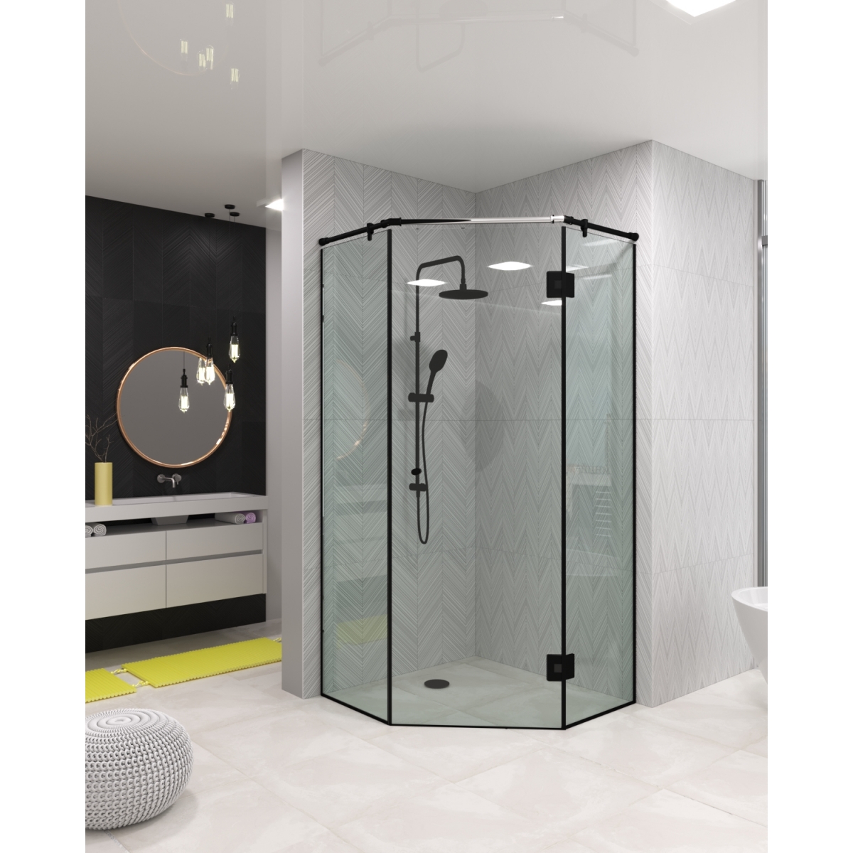 Скляна душова перегородка трапецієподібна Turin Loft