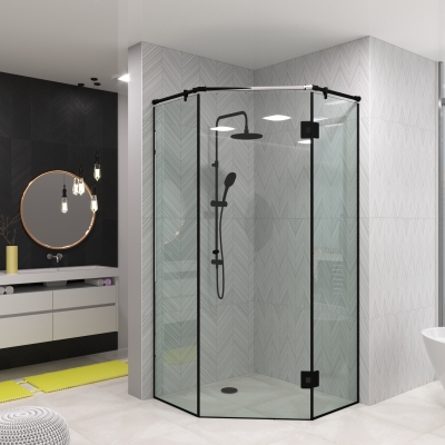 Стеклянная душевая перегородка трапециевидная Turin Loft