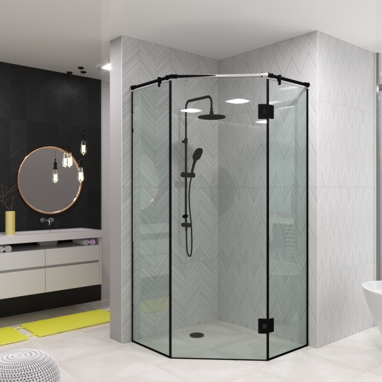 Стеклянная душевая перегородка трапециевидная Turin Loft