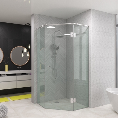 Стеклянная душевая перегородка трапециевидная Turin