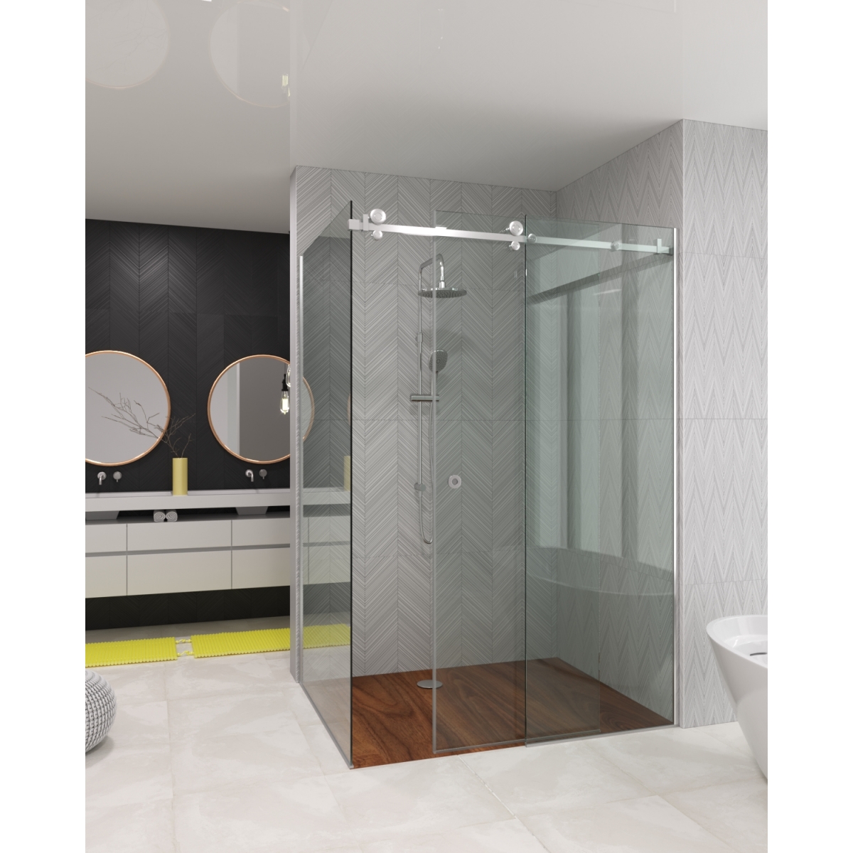Скляна душова перегородка розсувна кутова Verona 