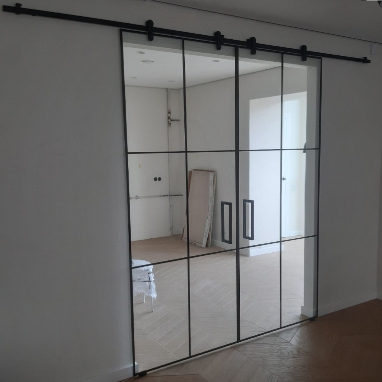 Раздвижная перегородка loft с верхним подвесом открытого типа Olvera