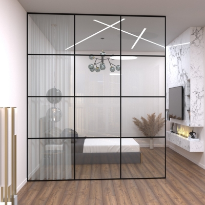 Лофт перегородки зі скла, огорожі лофт. Двері Loft