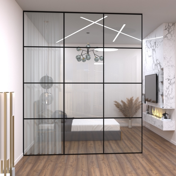 Лофт перегородки зі скла, огорожі лофт. Двері Loft