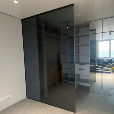 Стационарная Loft перегородка Zamora — стекло графит, тонированная в массе