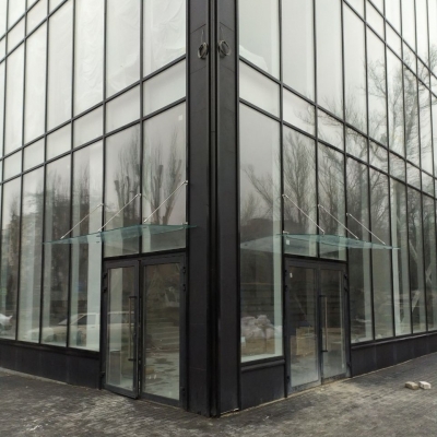 Скляний навіс, козирок скляний, дах зі скла № 016017