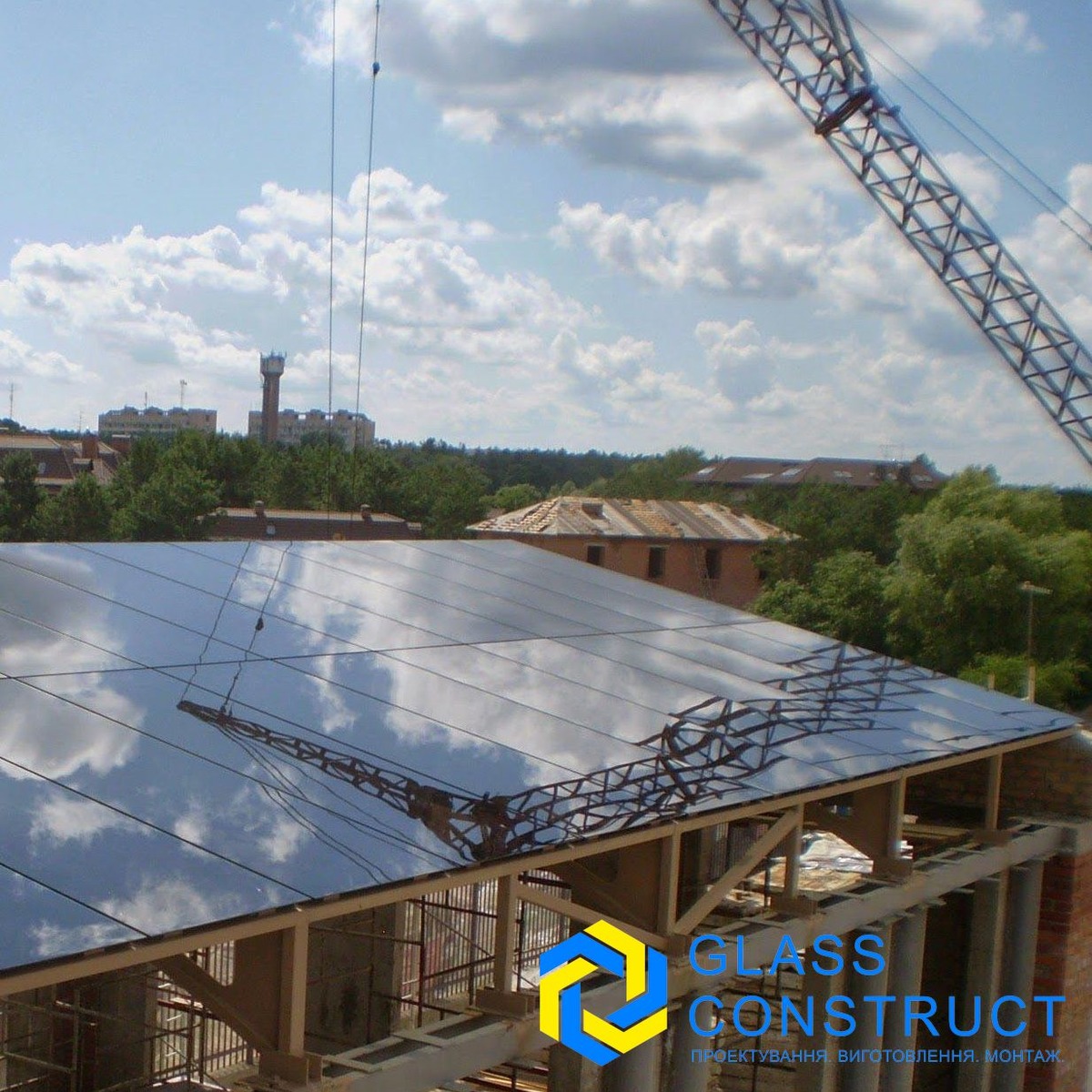 Скляний навіс, козирок скляний, дах зі скла № 016017