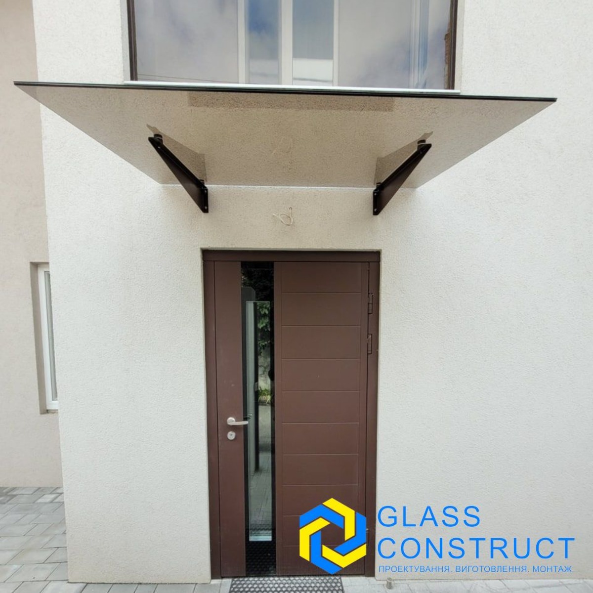 Скління приямка. Навіси та козирки зі скла. Дахи скляні № 016025