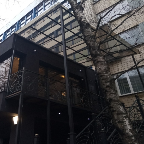 Крыша из стекла, навес стеклянный, козырек стеклянный № 016012 (1м2)