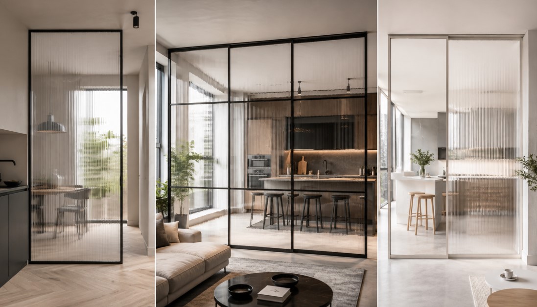 Стеклянные перегородки Flutes в стиле LOFT