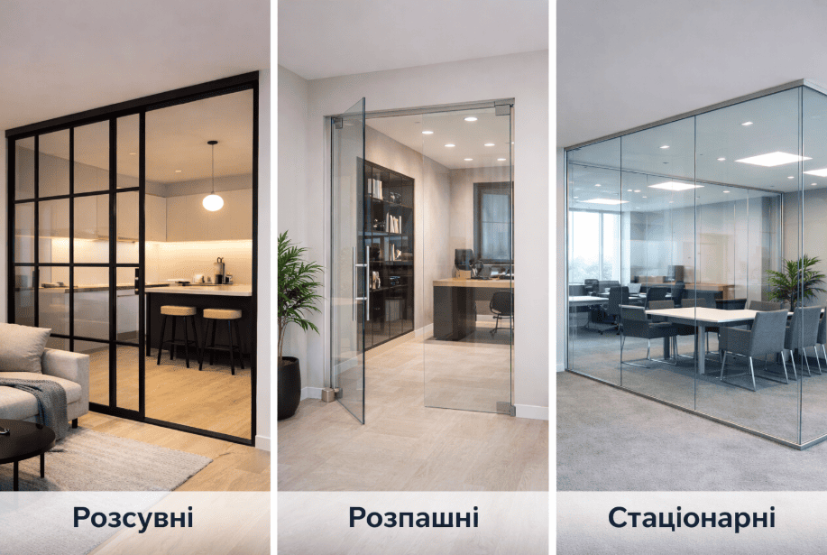 Які бувають скляні перегородки?