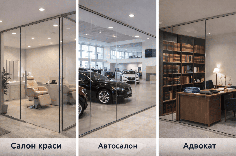 Де ще можна застосовувати скляні перегородки?
