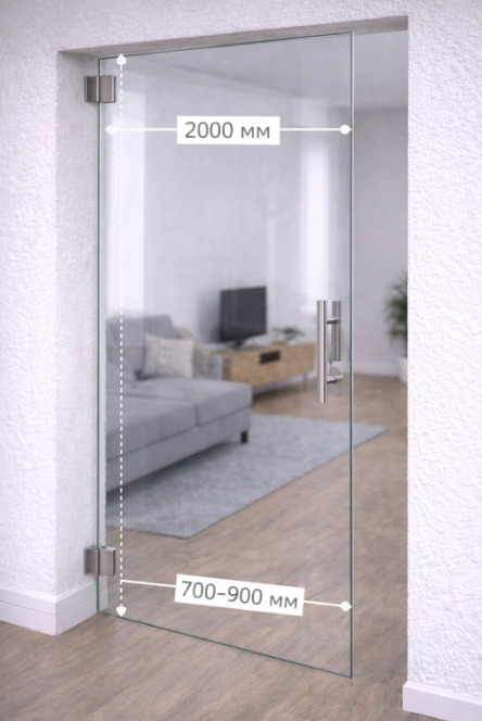 Який розмір мають стандартні скляні двері?