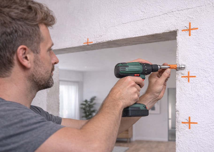 Встановлення кріплень скляних міжкімнатних дверей