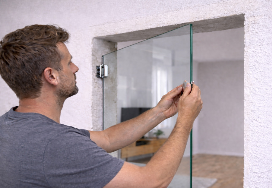 Монтаж скляного полотна скляних міжкімнатних дверей