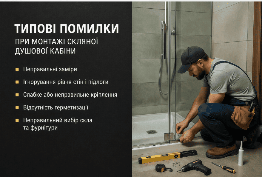 Типові помилки при монтажі скляної душової кабіни