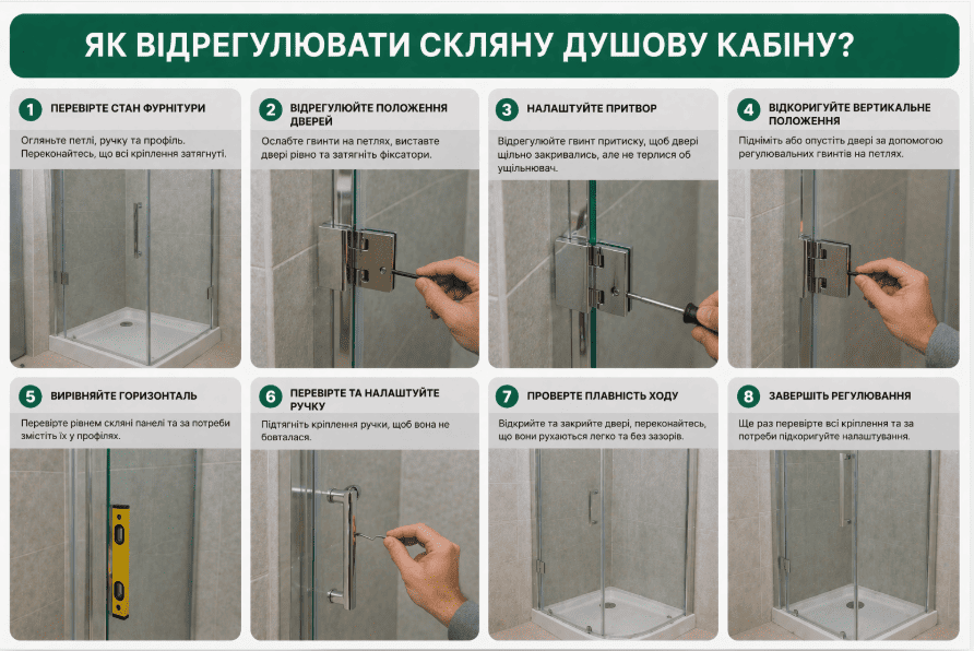 Як відрегулювати скляну душову кабіну?