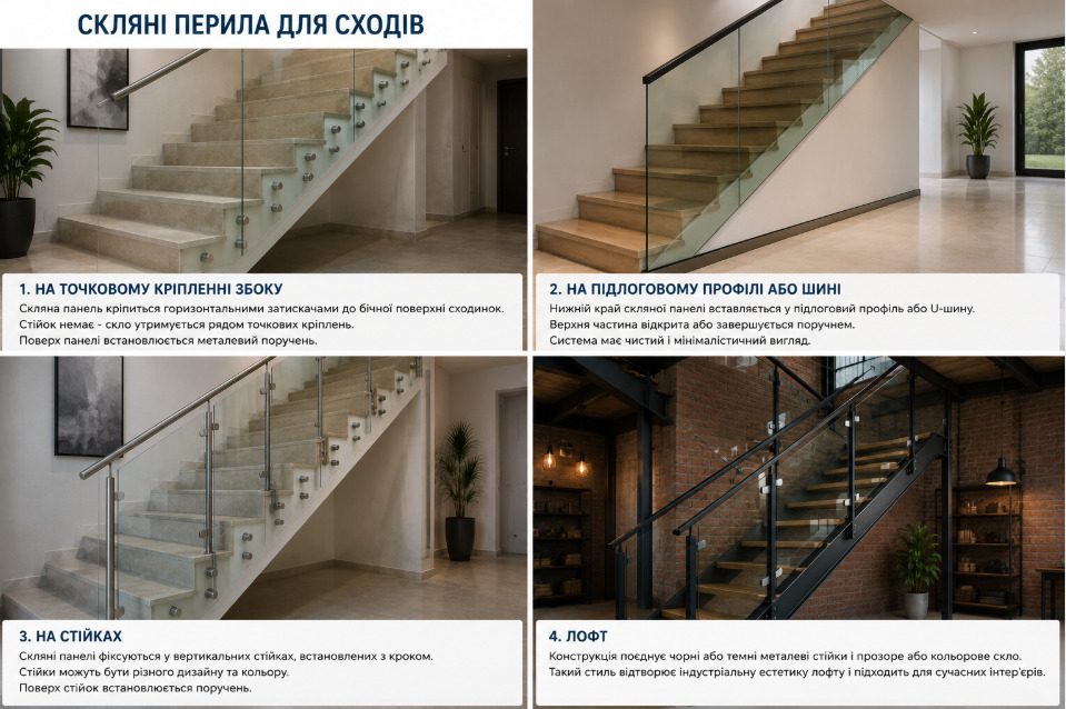 Скляні перила для сходів